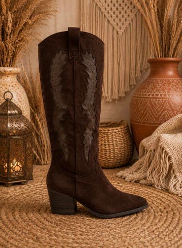 Bruine Suede Cowboylaarzen – Jouw Nieuwe Musthave!, Kleding | Dames, Ophalen of Verzenden, Nieuw, Bruin, Hoge laarzen