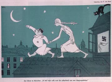 Slaapwandelende Hitler op spotprent (lijst optie, Lithos), Verzenden