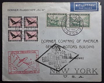 Duitse Rijk - Dornier-document / Eerste vlucht Europa -, Gestempeld