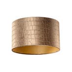 Velours lampenkap krokodil dessin met gouden binnenkant, Bruin, Verzenden, Rond, Nieuw