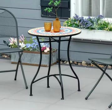 Mozaïek bistrotafel rond 60 cm van keramiek en metaal, Verzenden, Nieuw