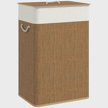 Homcom Bamboe Wasbare Wasmand met Deksel en Uitneembare Binn, Verzenden, Nieuw