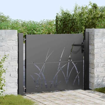vidaXL Tuinpoort 110 x 105 cm Poedergecoat staal Zwart, Verzenden, Nieuw