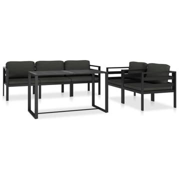 vidaXL 6-delige Loungeset met kussens aluminium antraciet, Verzenden, Nieuw, Aluminium, Loungeset
