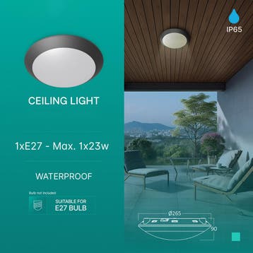 LED Plafondlamp - Badkamerlamp - Brinton Aquin - Waterdicht, Ophalen of Verzenden, Nieuw, Kunststof, Overige fittingen