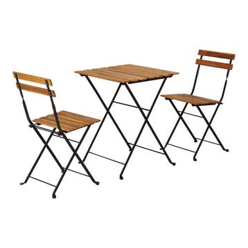 Bistroset Bovino 3-delig tuintafel met 2 tuinstoelen zwart e, Tuin en Terras, Verzenden, Nieuw