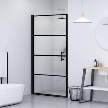 vidaXL Douchedeur halfmat 81x195 cm gehard glas zwart, Verzenden, Nieuw