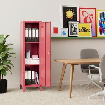 Lockerkast Kurikka metaal 137x38x38 cm watermeloen rood [en., Verzenden, Nieuw