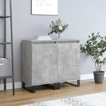 vidaXL Dressoirs 2 st 40x35x70 cm bewerkt hout betongrijs, Verzenden, Nieuw, Overige houtsoorten, Minder dan 50 cm