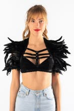 Top met Veren Zwart Studs XS S M Verentop Steampunk Topje Ve, Kleding | Dames, Ophalen of Verzenden, Nieuw, Carnaval, Kleding