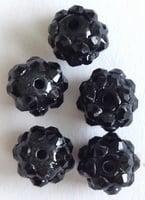 2 x Shamballa kraal 8 x 10 mm – zwart – rijggat ca. 1,5, Ophalen of Verzenden, Nieuw, Kraal