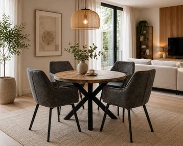Lars Deal 130cm mango + 4x Texas antraciet, Huis en Inrichting, Ophalen of Verzenden, Nieuw