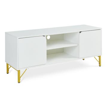 Tv-meubel Reyri 120x39x52 cm wit en goudkleurig [en.casa], Verzenden, Nieuw