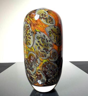 Maxence Parot - Vaas - Unieke vaas, kleuren en goud - Glas, Antiek en Kunst