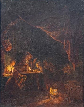 Gerrit Dou (1613-1675), Navolger van - The Night School