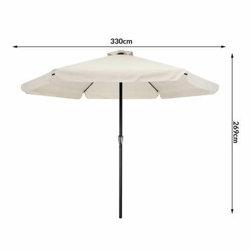 Parasol Athene Crème Ø330cm Lampjes op Zonne Energie, Verzenden, Nieuw