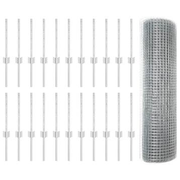 vidaXL Gelaste Draadhek met Paal 50 x 0,4 m Zilverkleurig, Tuin en Terras, Schuttingen, Verzenden, Nieuw, IJzer