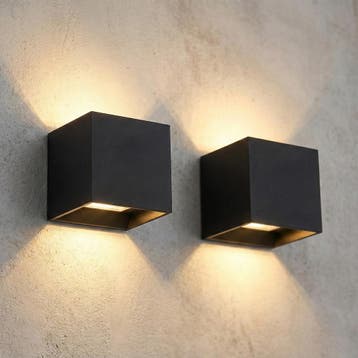 2x LED Wandlamp Kubus | Voor binnen en buiten | Dimbaar, Ophalen of Verzenden, Nieuw, Metaal