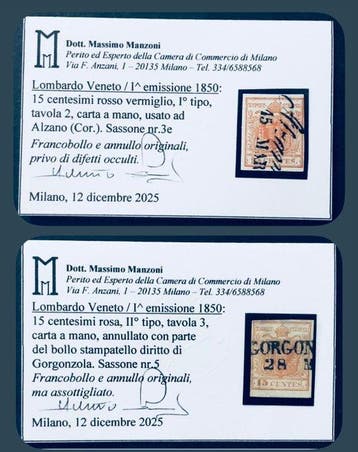 Italiaanse oude staten - Lombardije Venetië 1850/1858 -, Gestempeld