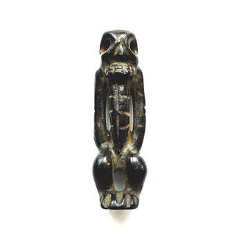 Oud Tibetaans of Nepalees Black Stone Memento Mori Ritueel