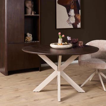 Ronde eettafel Madison Bruin Poot Zand Mangohout 130 cm |, Ophalen of Verzenden, Nieuw