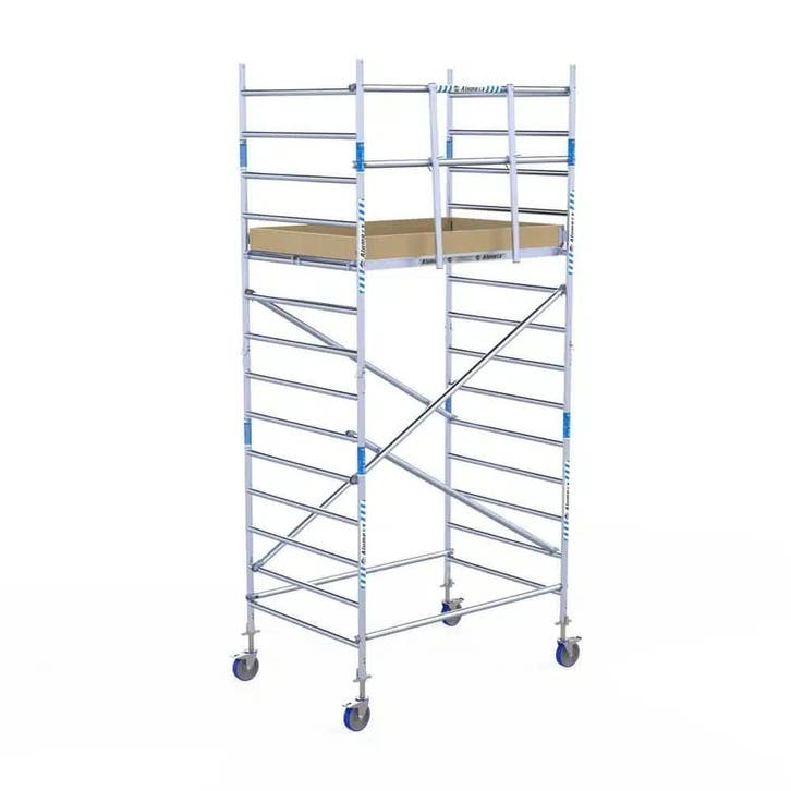 ALX rolsteiger 135 x 5,2m WH met voorloopleuning, Doe-het-zelf en Verbouw, Steigers, Rolsteiger of Kamersteiger, Nieuw, 5 meter of hoger