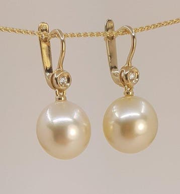 Oorbellen - 14 karaat Geel goud, 11×12 mm gouden Zuidzee, Sieraden, Tassen en Uiterlijk, Oorbellen, Nieuw