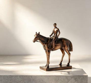 sculptuur, Bronze equestrian horse racing art sculpture - 27, Antiek en Kunst