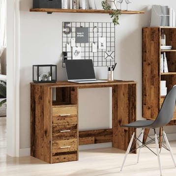 vidaXL Bureau 102x50x76 cm bewerkt hout oud houtkleurig, Verzenden, Nieuw