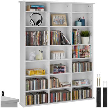 Kast Stevie 105,5x19x136,5cm - mat wit, Huis en Inrichting, Woonaccessoires | Cd- en Dvd-rekken, Verzenden, Nieuw