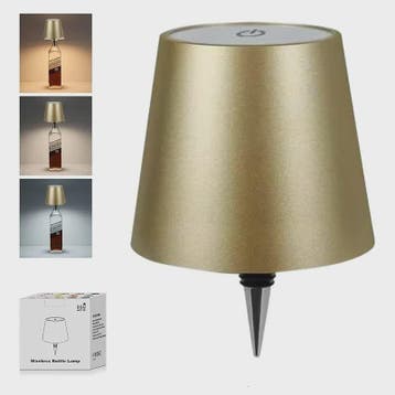 Draadloze Fles Tafellamp met USB, Touch Control & 3 Kleuren, Verzenden, Nieuw