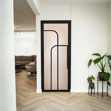 Stalen Binnendeur - Zwart - 4 Vlaks rond - Kanaalglas, Minder dan 80 cm, Binnendeur, Nieuw, Metaal