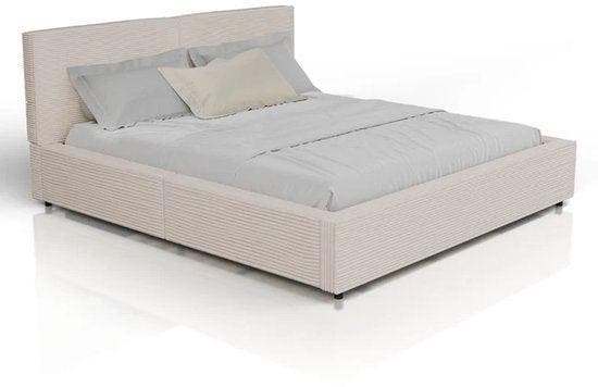 2dekans | Gestoffeerd Bed Salerno - Corduroy - 180x200cm -, Huis en Inrichting, Slaapkamer | Beddengoed, Beige, Zo goed als nieuw