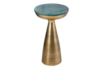 Handgemaakte bijzettafel ELEMENTS 55cm goudgroen marmer rond, Ophalen of Verzenden, Nieuw
