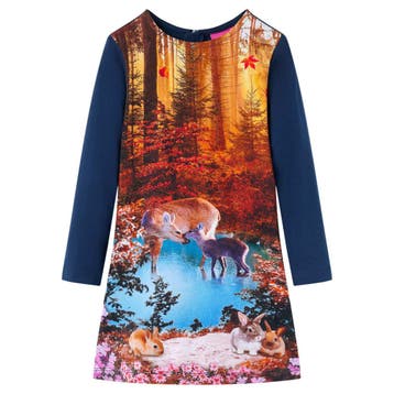 vidaXL Kinderjurk met lange mouwen 116 marineblauw, Verzenden, Nieuw