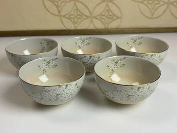 Tachikichi Dance of Flowers Tea Bowl Set (Set of 5) - Kom