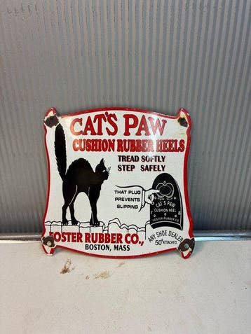 Cat’s Paw – Foster Rubber Co. – Vintage Emaille Reclamebord