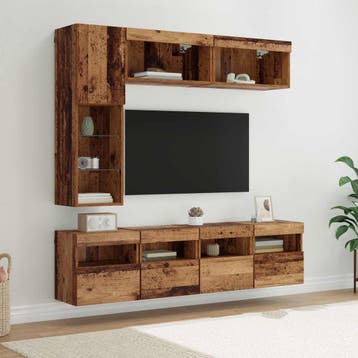 vidaXL TV-kast 7 st 30,5 x 30 x 102 cm Oudhout, Huis en Inrichting, Minder dan 50 cm, Verzenden, 100 tot 150 cm, Nieuw