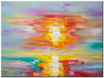 Modern Olieverf Schilderij 120x90cm - Warm Licht Reflectie, Ophalen of Verzenden