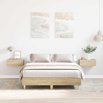 vidaXL Bedframe zonder matras 120x200cm spaanplaat sonoma, Bruin, Verzenden, Nieuw, Twijfelaar
