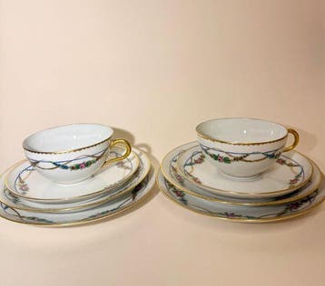 Theeservies (8) - Porselein - Limoges-porselein