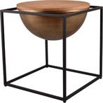 Bijzettafel - Livion Elina - 42x42cm - Zwart - Metaal - Hout, Huis en Inrichting, Tafels | Eettafels, Ophalen of Verzenden, Nieuw