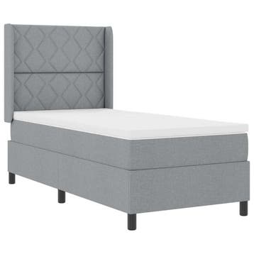 vidaXL LED Box Spring Bed met hoofdeinde Lichtgrijs 100 x, Verzenden, Nieuw, Eenpersoons, Stof