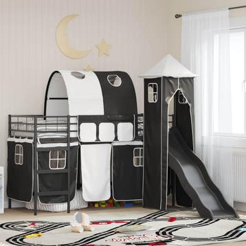 vidaXL Stapelbed voor kinderen Effen Zwart 75 x 190 cm, Verzenden, Nieuw, Zwart, Metaal