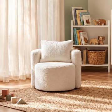 Kinderfauteuil met kussen - wit - 53 x 50 x 40 cm |, Verzenden, Nieuw
