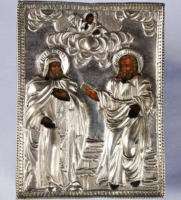 Icoon - Evangelist Mattheüs - .875 (84 Zolotniki) zilver