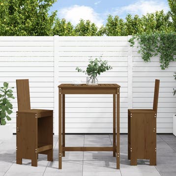vidaXL 3-delige Tuinbarset massief grenenhout honingbruin, Tuin en Terras, Verzenden, Nieuw, 3 zitplaatsen
