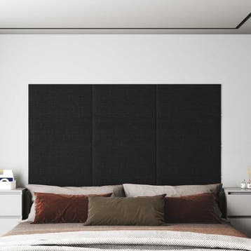 vidaXL Wandhoofdbord 12 st 60 x 30 cm Zwart Stof, Doe-het-zelf en Verbouw, Verzenden, Nieuw