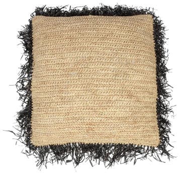 Bazar Bizar De Raffia Kussenhoes - Naturel Zwart - 60x60 -, Ophalen of Verzenden, Zo goed als nieuw, Geel, Overige materialen