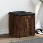 vidaXL Opbergbankje 42x42x45 cm bewerkt hout gerookt, Huis en Inrichting, Banken | Voetenbanken en Poefen, Verzenden, Nieuw